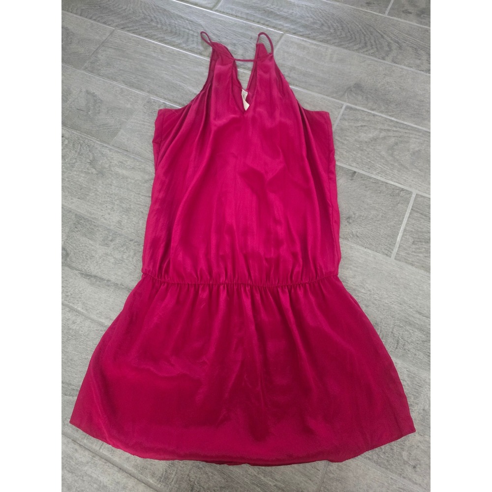 Rory Beca Magenta Pink Halter Mini Dress Silk Blend Elastic Waist Small Made USA